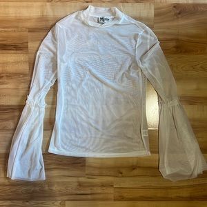 Bell sleeve mesh female mumu long bell collared xsmall